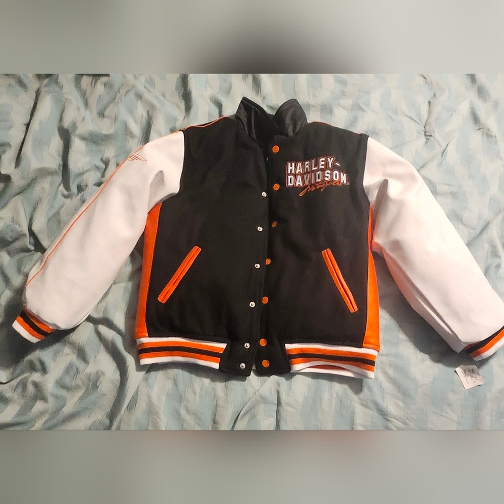 NWT Harley Davidson Kid's Youth‎ Motorcycle Biker Reversible Jacket Size L 16/18